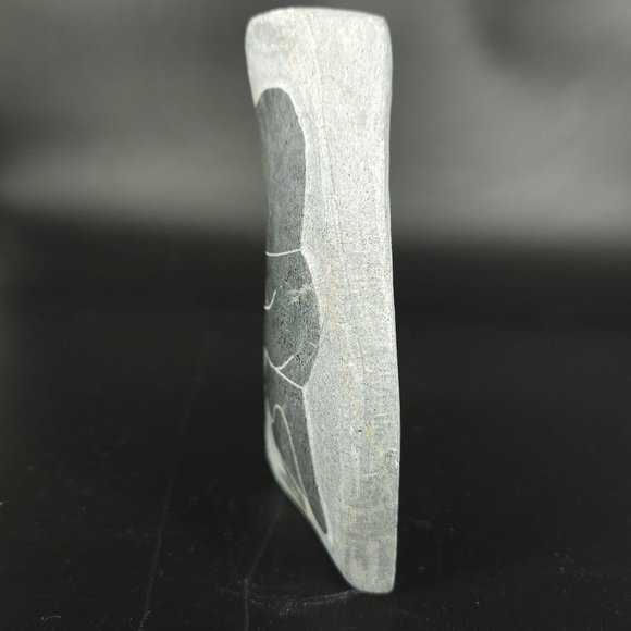 Inuit Eskimo Carving Etching Soapstone Soap Stone Sculpture CAN Igloo Tag Signed - Picture 7 of 13